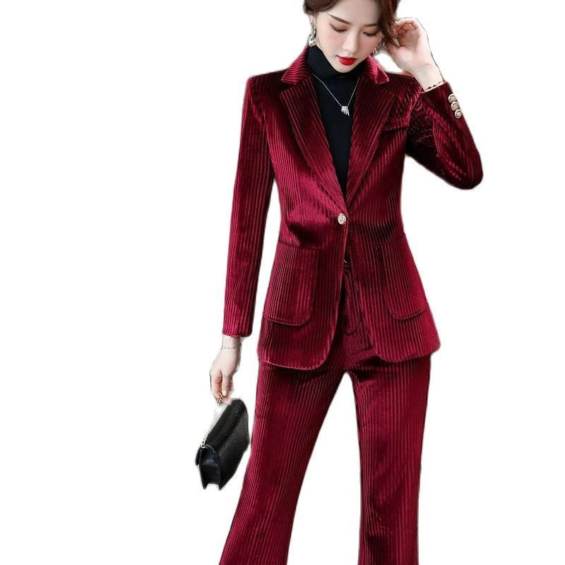 Golden Velvet Suits Women Autumn Winter 2022 New High End Fashion Temperament Slim Blazer And Pants Office Ladies Work Wear
Golden Velvet Suits Women Autumn Winter 2022 New High End Fashion Temperament Slim Blazer And Pants Office Ladies Work Wear