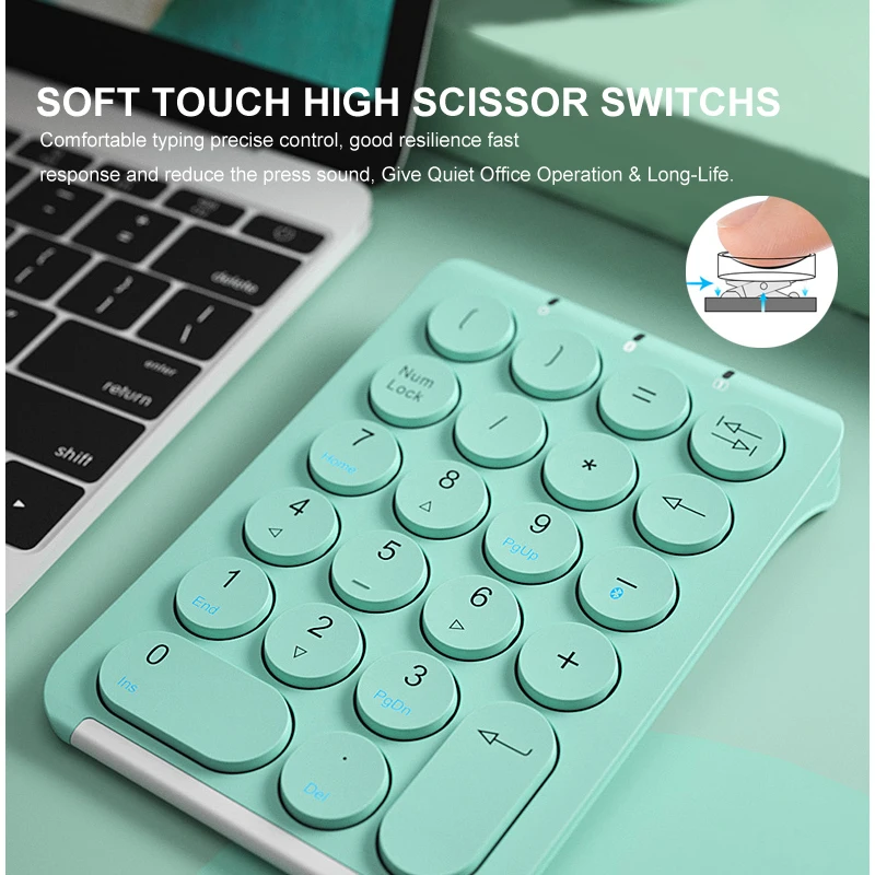 Portable Slim Mini Number Pad, 22 Keys Bluetooth-Compatible Wireless USB Numeric Keypad Keyboard for Laptop Office
Portable Slim Mini Number Pad, 22 Keys Bluetooth-Compatible Wireless USB Numeric Keypad Keyboard for Laptop Office
