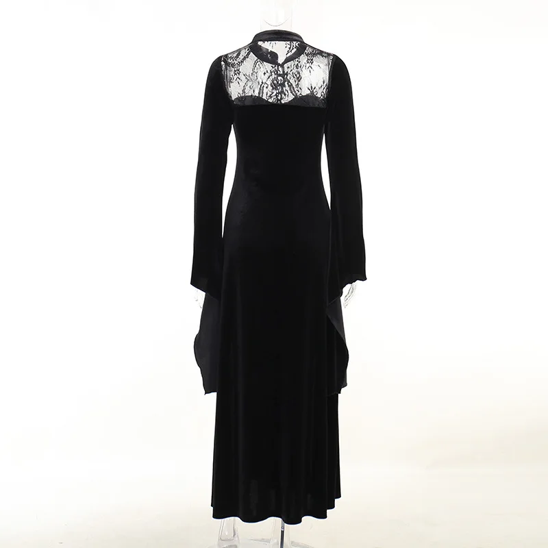 Halloween Party Long Dress Black High Waist Flared Sleeve Lace Cutout Gothic Maxi Dress Street Aesthetic Clubwear Maxi Dress
Halloween Party Long Dress Black High Waist Flared Sleeve Lace Cutout Gothic Maxi Dress Street Aesthetic Clubwear Maxi Dress