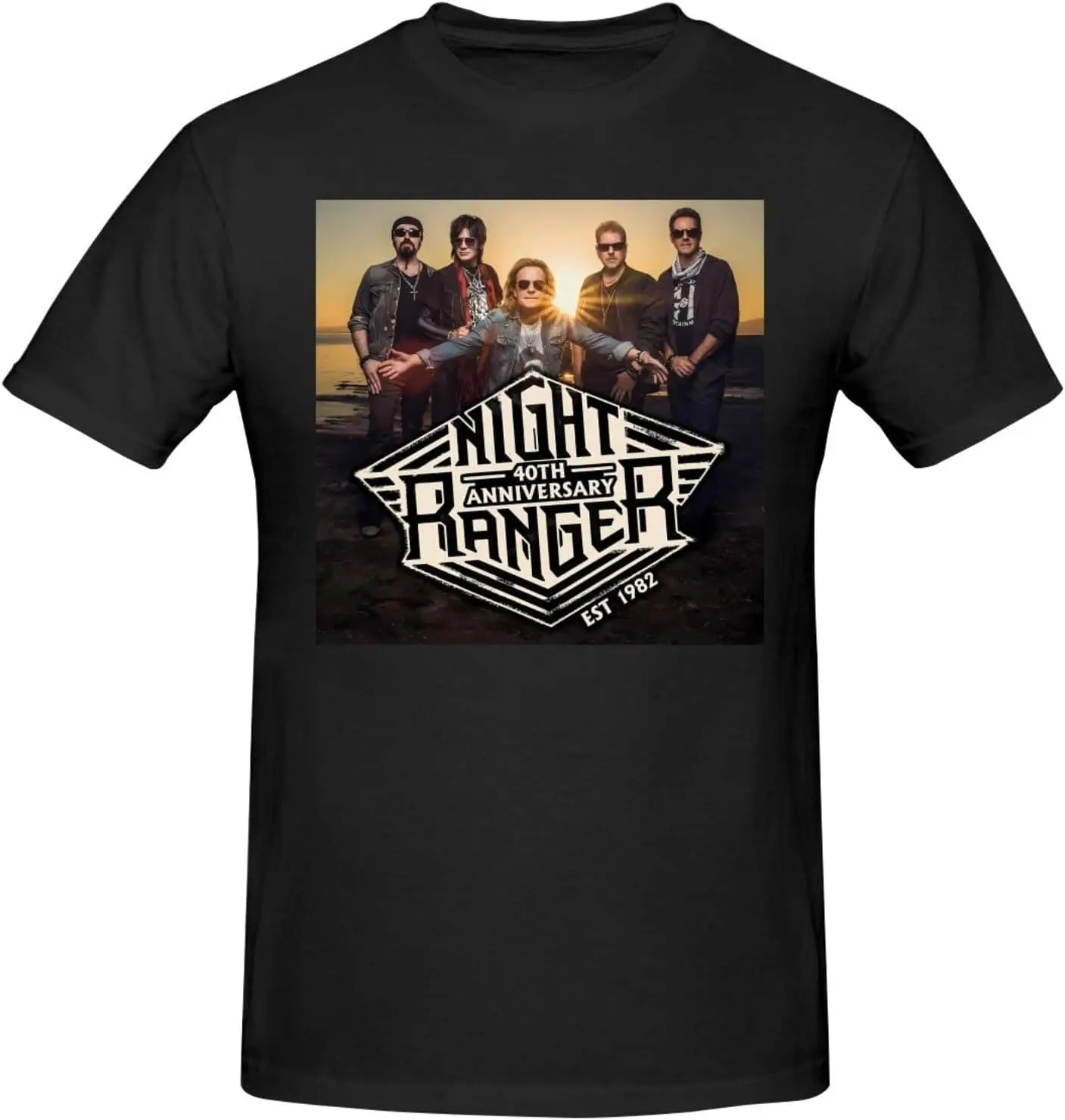 Рубашка Night Band Ranger, Мужская футболка с круглым вырезом, универсальный черный топ с коротким рукавом 
Рубашка Night Band Ranger, Мужская футболка с круглым вырезом, универсальный черный топ с коротким рукавом