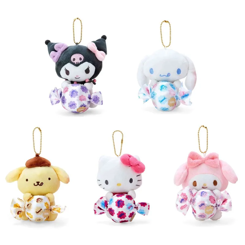 

New Kawaii Sanrios Kuromi Hello Kitty My Melody Cinnamoroll Lollipop Plush Doll Keychain Anime Children Bag Plushie Pandant Gift