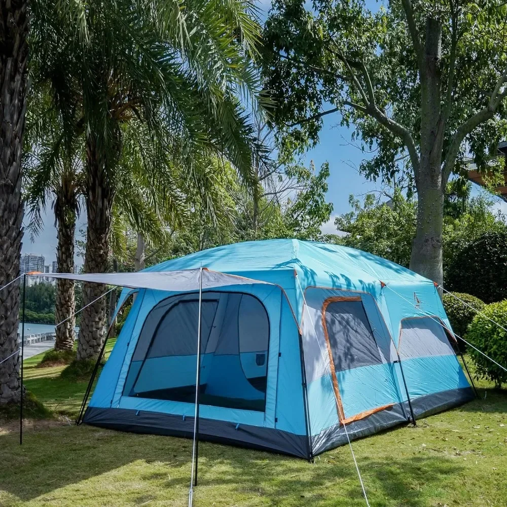 

Большая палатка на 12 человек, палатки для семейной кабины, 3 двери и 3 окна с сеткой, водонепроницаемая, двухслойная, для пикника, кемпинга, семейного собрания