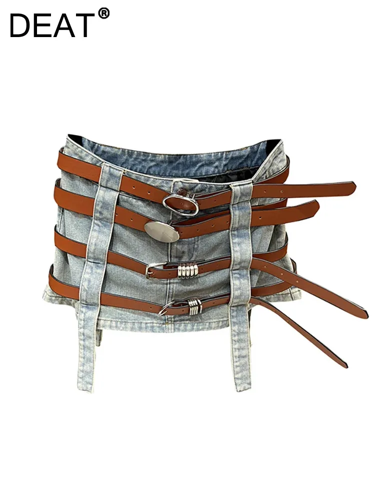 DEAT Women Denim Skirt Low Waist Slim Multiple Belt Contrast Color A-line Wrap Hip Mini Skirt 2024 Spring New Fashion 29L3082
DEAT Women Denim Skirt Low Waist Slim Multiple Belt Contrast Color A-line Wrap Hip Mini Skirt 2024 Spring New Fashion 29L3082