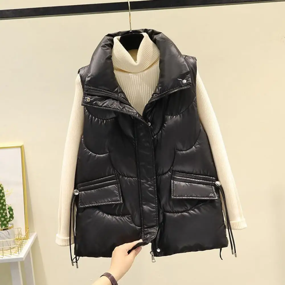 Loose Fit Women Vest Elegant Shiny Women's Down Cotton Vest with Dual Pockets Stylish Winter Waistcoat for Casual Warm Autumn
Loose Fit Women Vest Elegant Shiny Women's Down Cotton Vest with Dual Pockets Stylish Winter Waistcoat for Casual Warm Autumn