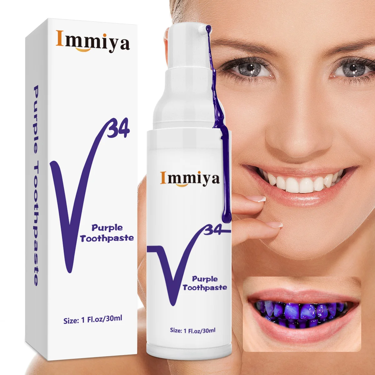 New Teeth Whitening Toothpaste Teeth Whitener Purple Gel Dental Original Breath Remove Stain Oral Hygiene Clean 30ML
New Teeth Whitening Toothpaste Teeth Whitener Purple Gel Dental Original Breath Remove Stain Oral Hygiene Clean 30ML