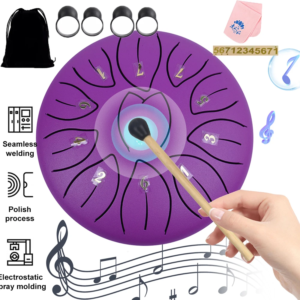 6 Inch 11 Notes Steel Tongue Drum Percussion Instrument Balmy Drum with Drum Mallets for Entertainment Meditation Yoga Zen Gifts
6 Inch 11 Notes Steel Tongue Drum Percussion Instrument Balmy Drum with Drum Mallets for Entertainment Meditation Yoga Zen Gifts