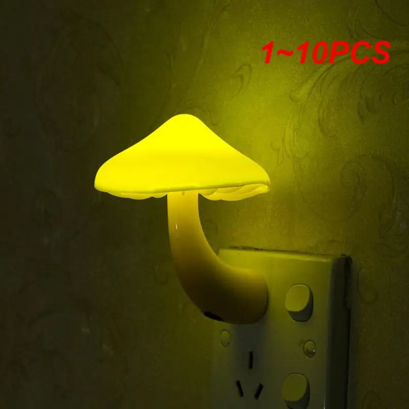 

1~10PCS Led Night Light Mini Mushroom Wall Lamp Light Control Induction Energy Saving Environmental Protection Bedroom Lamp Home