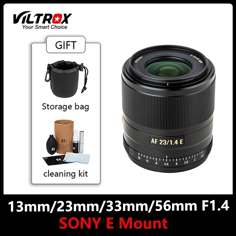 

VILTROX 13mm 23mm 33mm 56mm F1.4 Lens APS-C AF Auto Focus Large Aperture Prime Lens For Sony E A7 A7RIII A7S A7MIV A6000 A6300