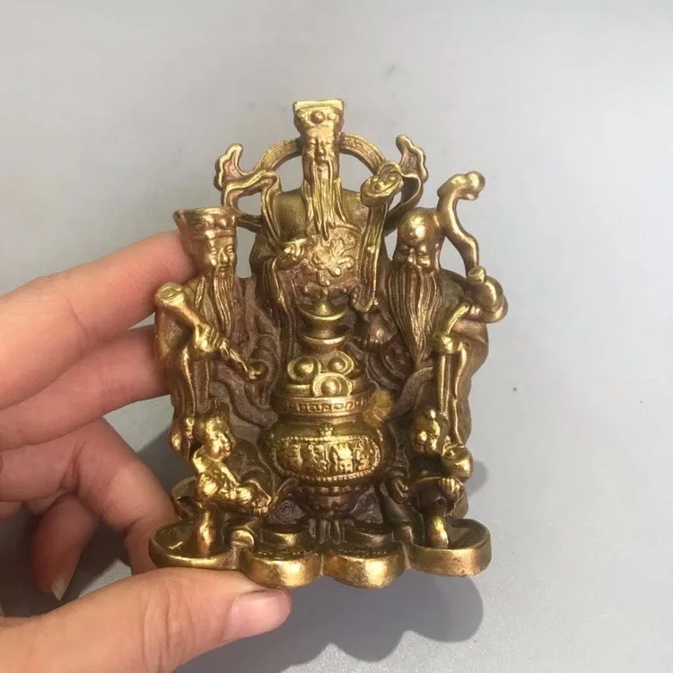 

Pure copper God of Wealth, Buddha statue, brass bronze statue of God Wealth, Feng Shui ornaments Fu Lu Shou Samsung