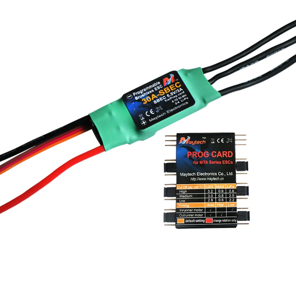 Maytech 30A RC Brushless Motor Electric Speed Controller ESC 3A SBEC for Flight Model Air Planes 
Maytech 30A RC Brushless Motor Electric Speed Controller ESC 3A SBEC for Flight Model Air Planes