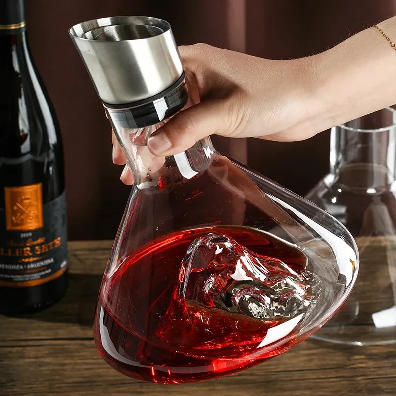 

European Iceberg Waterfall Wine Decanter Creative Transparent Lead-Free Crystal Glass Wine Dispenser Barware Quick Decanters