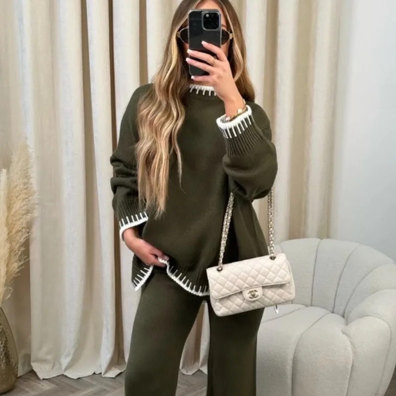 VANOVICH 2024 Autumn and Winter New European and American Fashion Solid Color Casual Sweater Loose Long Pants Two-piece Sets
VANOVICH 2024 Autumn and Winter New European and American Fashion Solid Color Casual Sweater Loose Long Pants Two-piece Sets
