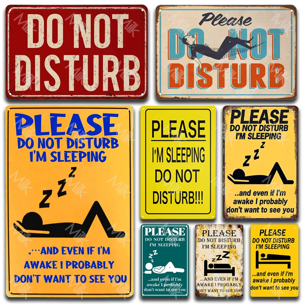 

Please Do Not Disturb I'm Sleeping Funny Tin Sign for Home Room farmhouse Decoration Metal Plaque Wall Decor Art 8x12 Inch