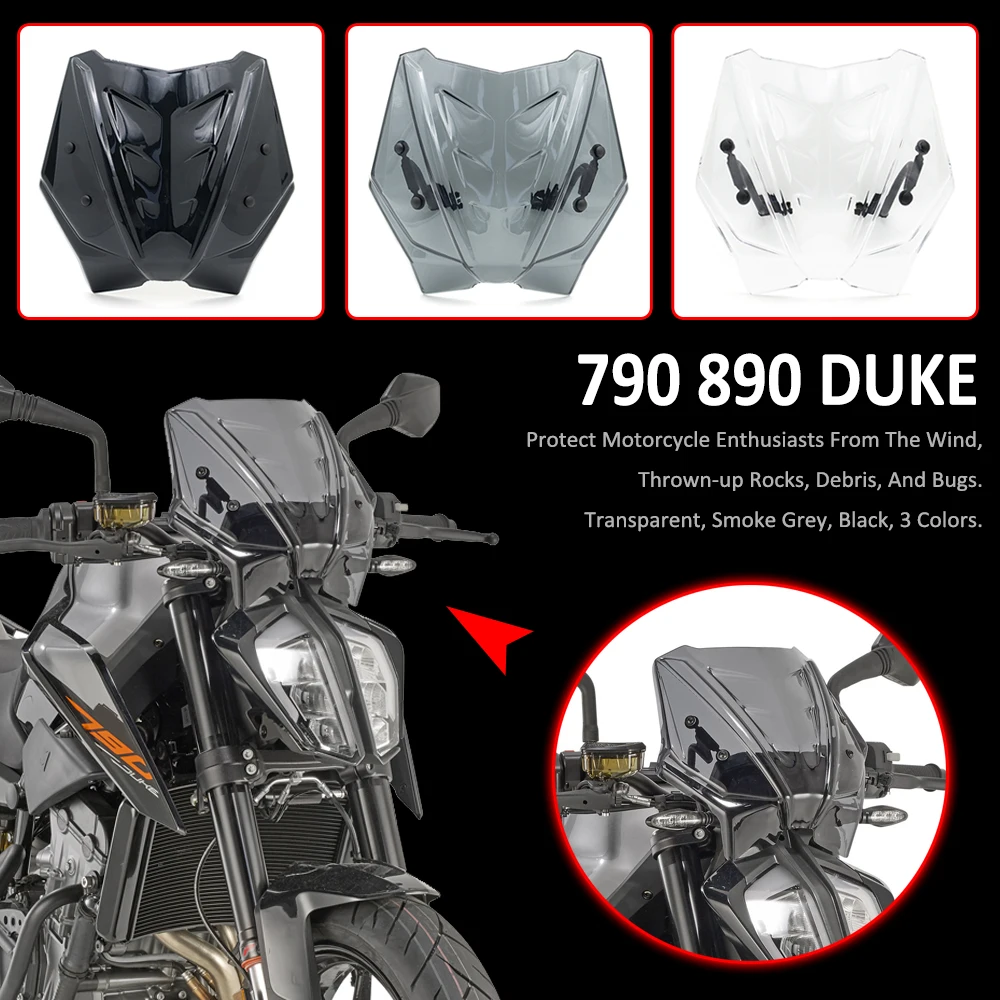 

Motorcycle Front Fairing Windscreen Windshield Fly Wind Deflector Screen FOR 790 890 Duke 790Duke 890Duke 2018-2022 2021 2020
