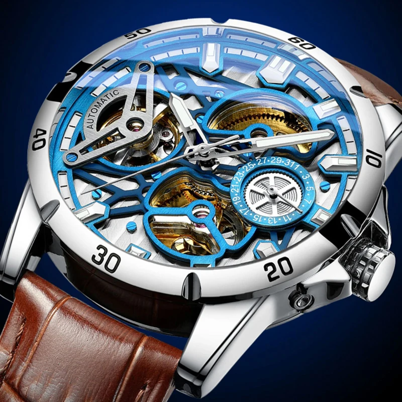 Unique Design Skeleton Dial Mechanical Watch Men Waterproof Luminous Date Automatic Watches Leather Reloj Hombre
Unique Design Skeleton Dial Mechanical Watch Men Waterproof Luminous Date Automatic Watches Leather Reloj Hombre