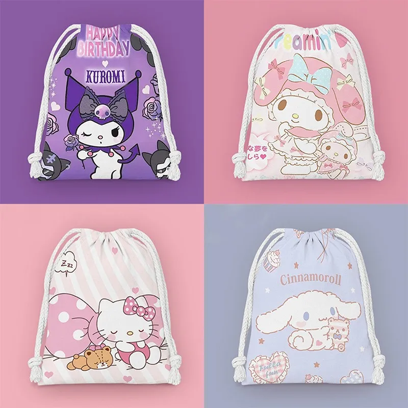 

Sanrio Hello Kitty Kuromi Cinnamoroll My Melody Drawstring Bag Kawaii Anime Student Storage Bag Makeup Bag Portable Toiletry Bag