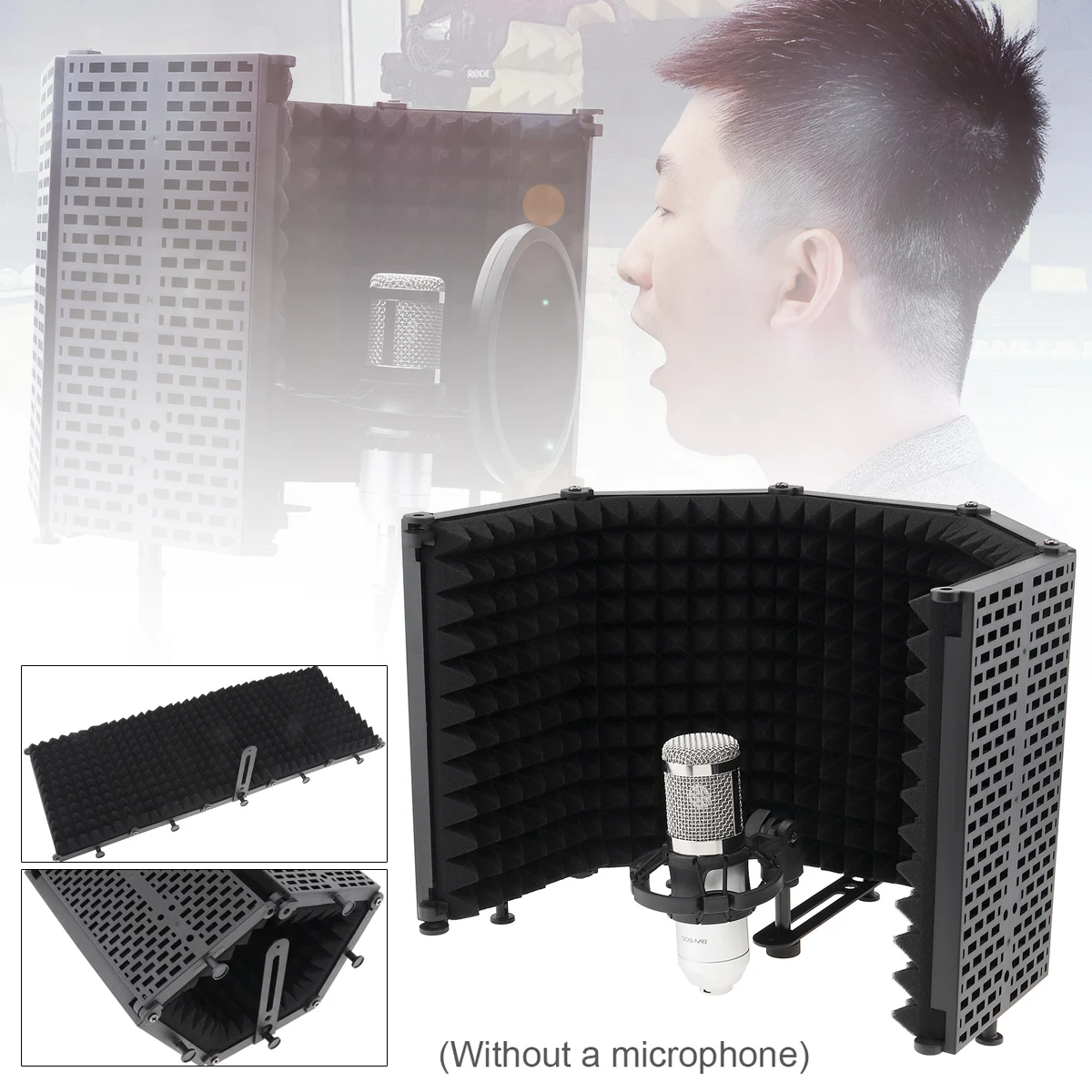 Mic Isolation Shield 5-Panel Wind Screen Foldable Threaded High Density Absorbing Foam for Recording Studio / Live Broadcast
Mic Isolation Shield 5-Panel Wind Screen Foldable Threaded High Density Absorbing Foam for Recording Studio / Live Broadcast