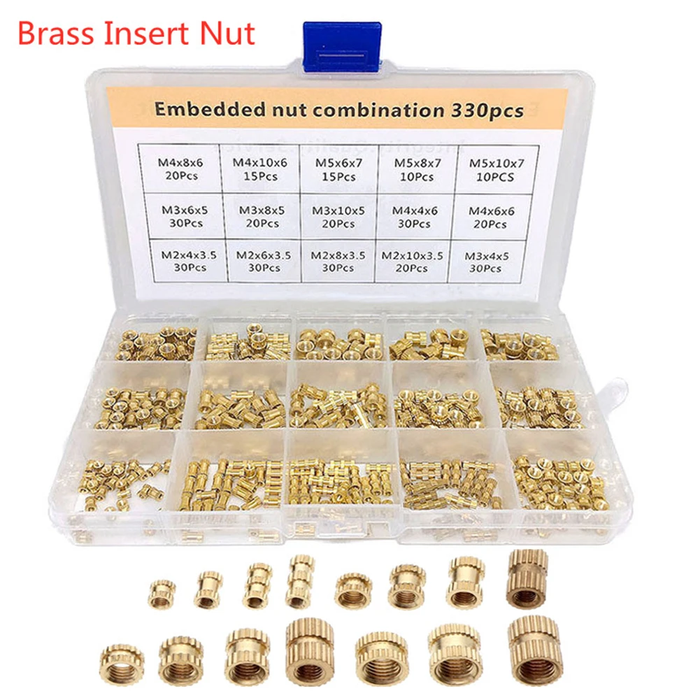 330pcs M2 M3 M4 M5 Metric Female Brass Ring Thread Insert Molded Copper Nut Hot Melt Knurled Thread For Mobile Phones Laptops
330pcs M2 M3 M4 M5 Metric Female Brass Ring Thread Insert Molded Copper Nut Hot Melt Knurled Thread For Mobile Phones Laptops