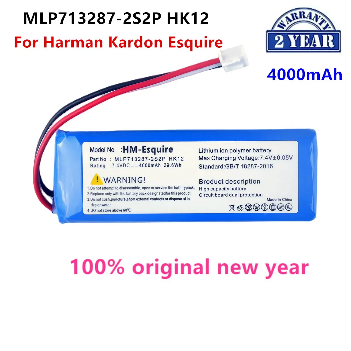 Original MLP713287-2S2P HK12 4000mAh For JBL Harman Kardon Esquire Speaker Replacement Battery .
Original MLP713287-2S2P HK12 4000mAh For JBL Harman Kardon Esquire Speaker Replacement Battery .