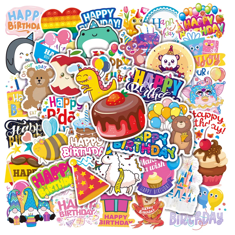 10/30/50 PCS Birthday Blessing Cartoon Stickers Decals for Laptop Fridge Phone Scrapbook Graffiti Sticker Classic Kid DIY Toy
10/30/50 PCS Birthday Blessing Cartoon Stickers Decals for Laptop Fridge Phone Scrapbook Graffiti Sticker Classic Kid DIY Toy