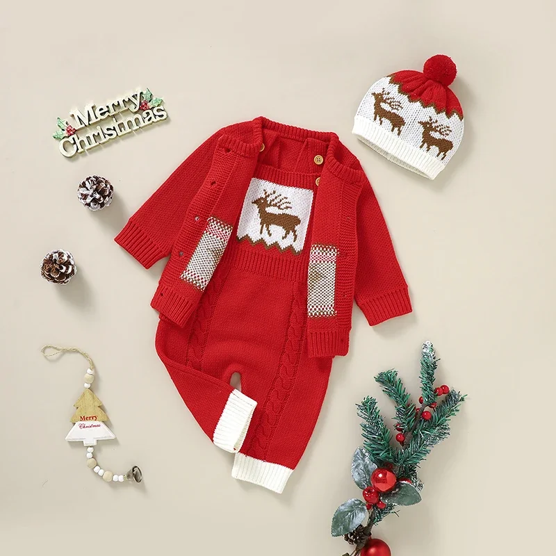 Winter Baby Girls Boys Clothes Sets Red Christmas Reindeer Knitted Newborn Infant Knitwear Tops Rompers Hats 3pc Toddler Outfits
Winter Baby Girls Boys Clothes Sets Red Christmas Reindeer Knitted Newborn Infant Knitwear Tops Rompers Hats 3pc Toddler Outfits