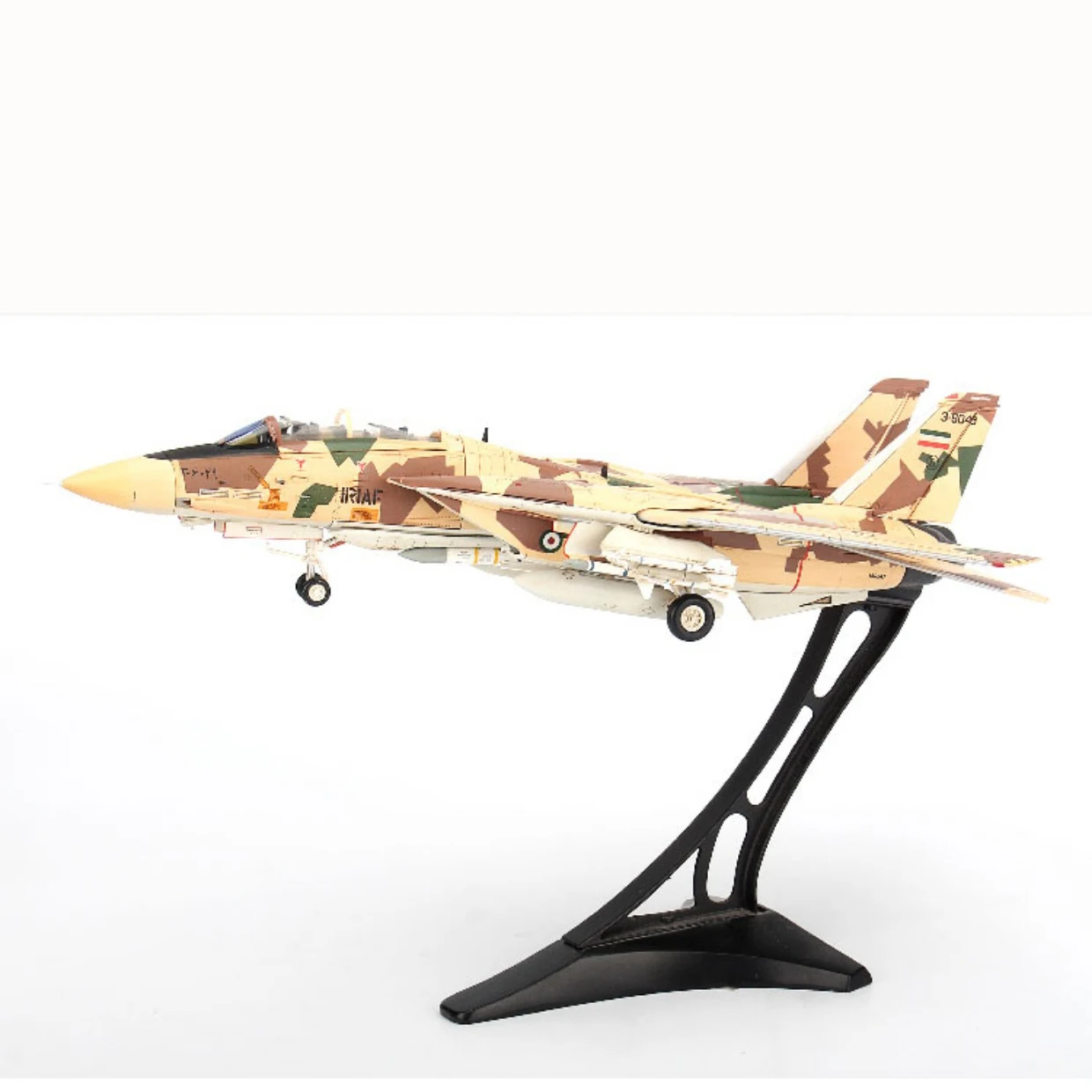 

Die cast Iranian Air Force male cat F-14 fighter jet militarized combat 1:72 ratio alloy plastic aircraft simulation model male