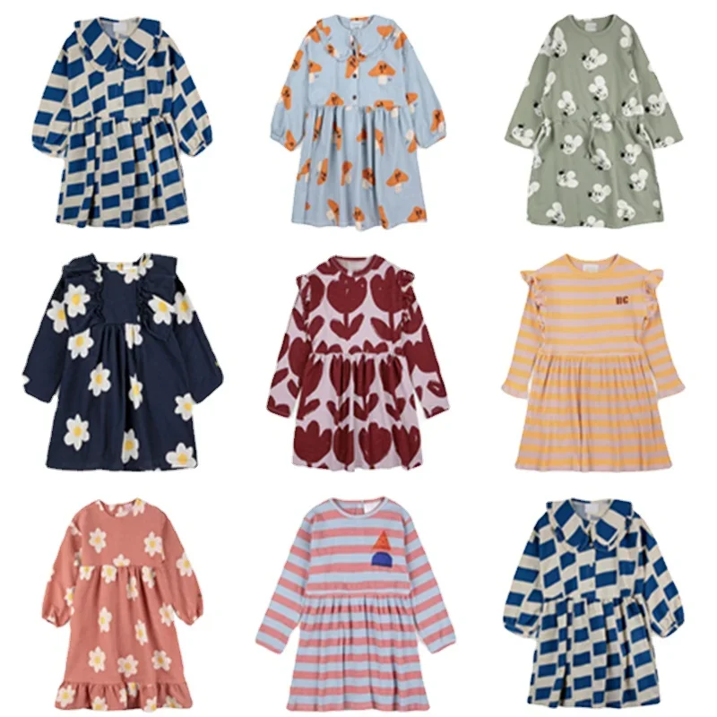 

Pre-sale 2023 BC AW New Girls Autumn Winter Dress Long Sleeve Cartoon Flower Print Dress Stylish Kids BC Clothing