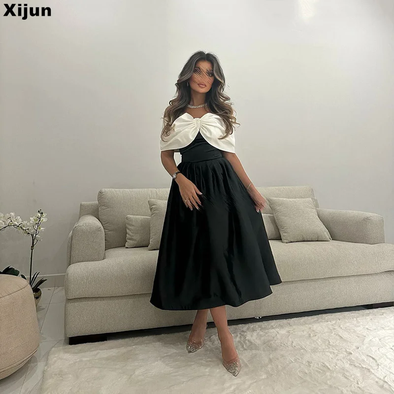 Xijun Black And White A-Line Prom Dresses Strapless Tea Length Evening Dress For Women Formal Occasion Gowns Vestidos De Novia
Xijun Black And White A-Line Prom Dresses Strapless Tea Length Evening Dress For Women Formal Occasion Gowns Vestidos De Novia
