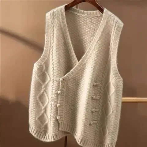 Ropa Mujer Double Breasted Knitted Cardigan Vest for Women V-neck Sleeveless Loose Knitted Vintage Tanks Korean Waistcoat
Ropa Mujer Double Breasted Knitted Cardigan Vest for Women V-neck Sleeveless Loose Knitted Vintage Tanks Korean Waistcoat