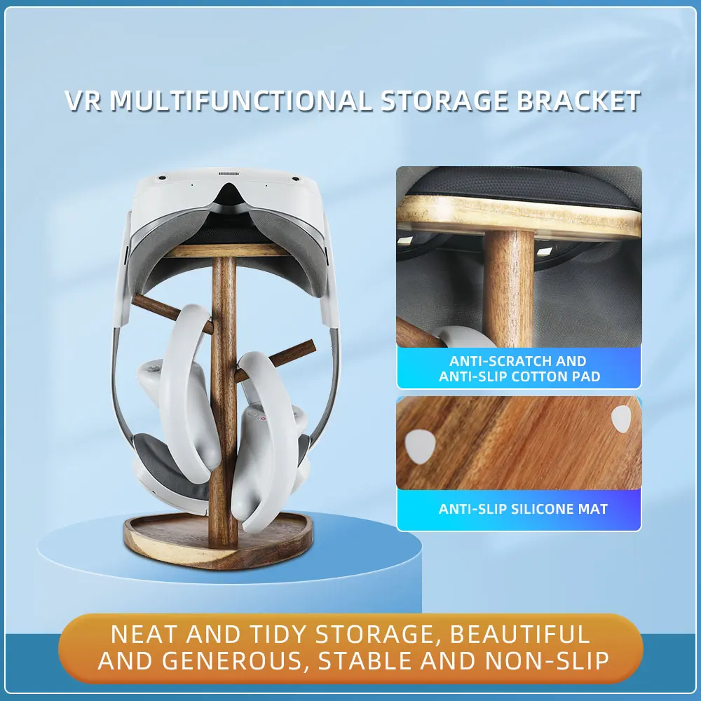 Wooden Storage Rack for PSVR2 Device Display Rack for Pico4/3 Desktop Display Stand VR Device Storage Stand
Wooden Storage Rack for PSVR2 Device Display Rack for Pico4/3 Desktop Display Stand VR Device Storage Stand
