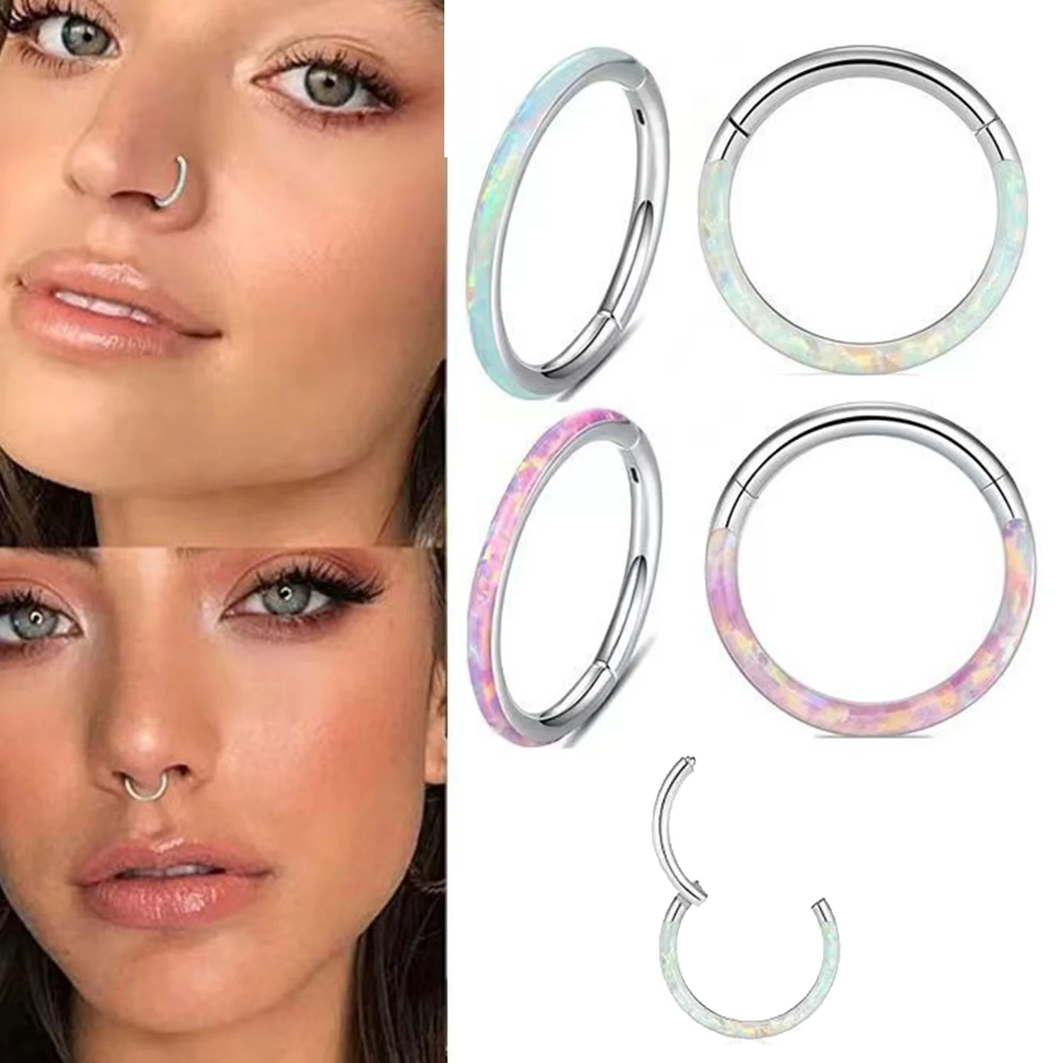 1PC Titanium Steel Opal Hinged Clicker Nose Septum Piercing Ear Cartilage Earring Opal Hoop Lip Ear Rings Body Piercing Jewelry
1PC Titanium Steel Opal Hinged Clicker Nose Septum Piercing Ear Cartilage Earring Opal Hoop Lip Ear Rings Body Piercing Jewelry