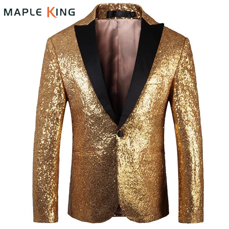 Men Slim Fit Blazer Jacket Top Quality Shiny Gold Sequin Glitter Party Dress Suits Luxury Stage Clothes for Singers Men Costume
Men Slim Fit Blazer Jacket Top Quality Shiny Gold Sequin Glitter Party Dress Suits Luxury Stage Clothes for Singers Men Costume