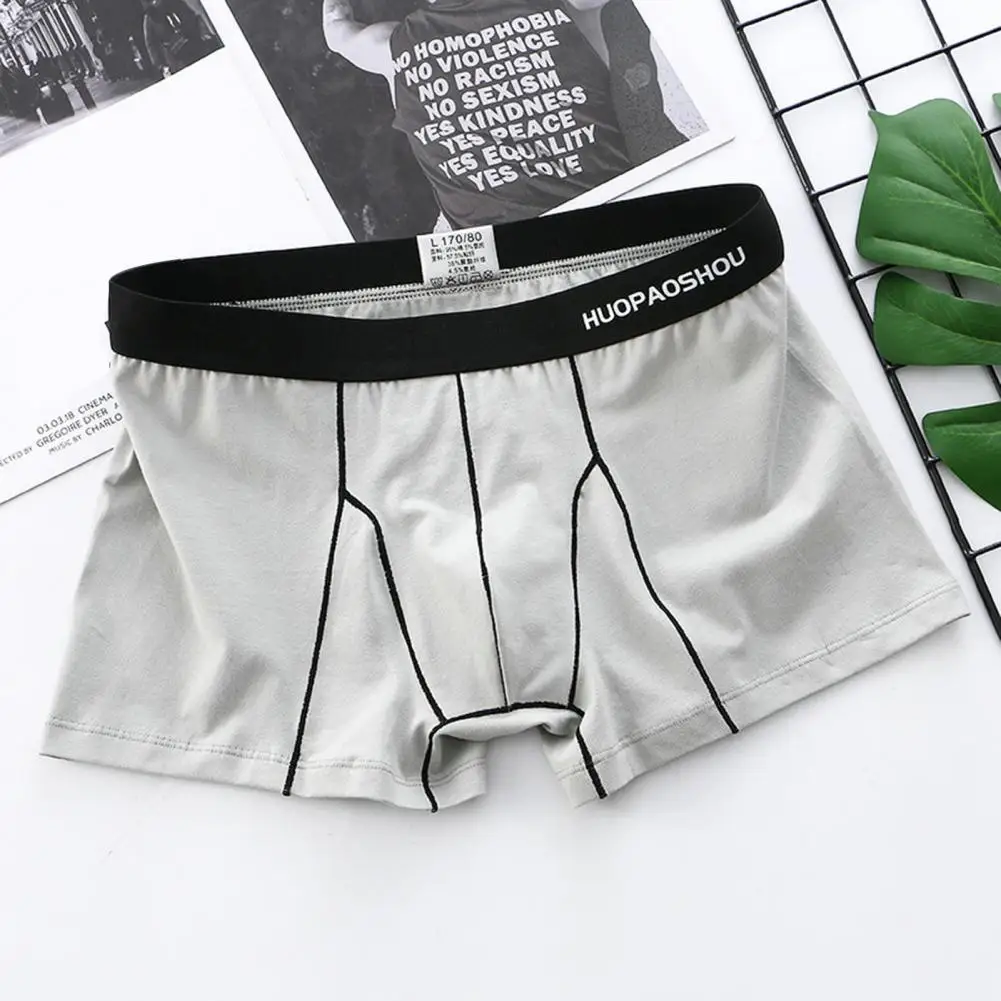 

Men Boxer Briefs Breathable Underpants Soft Breathable Men's Boxers U Convex Mid Waist Quick Dry Anti-septic Elastic Solid Color