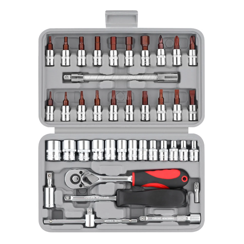 

Car Repair Tool Set 40pcs 1/4 Inch Wrench Socket Ratchet Spanner Hex Socket Convenient Quick Release Design