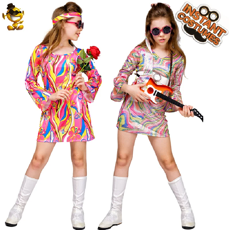 Girls Boys Kids Retro Hippie Fancy Dress Disco Clothing with Headband And Waistbelt Halloween Cosplay Costume Christmas Party
Girls Boys Kids Retro Hippie Fancy Dress Disco Clothing with Headband And Waistbelt Halloween Cosplay Costume Christmas Party
