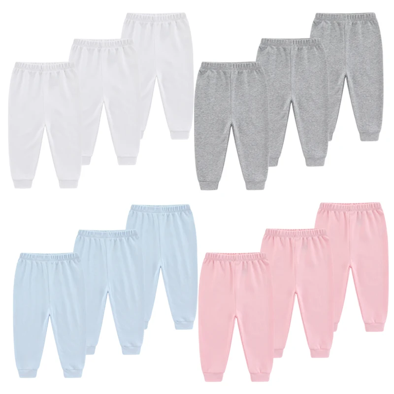 

Kiddiezoom Newborn Baby Pants 3Pcs/lot Kids Trousers Solid Color Cotton Clothing Bottoms for 0-24 Months Boys Girls 2022 New