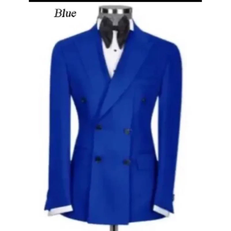 Double Breasted Blue Suits For Men Jacket Pants Two Piece Slim Fit Solid Color Peaked Lapel Blazer Elegant Terno Hombres 2024
Double Breasted Blue Suits For Men Jacket Pants Two Piece Slim Fit Solid Color Peaked Lapel Blazer Elegant Terno Hombres 2024
