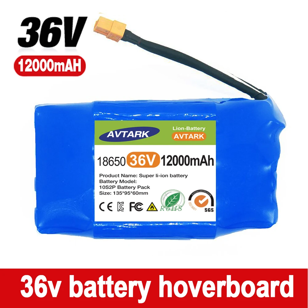 36V Rechargeable Li-ion Battery Pack 12000mAh 12Ah Lithium Ion Cell For Electric Self Balance Scooter Hoverboard Unicycle
36V Rechargeable Li-ion Battery Pack 12000mAh 12Ah Lithium Ion Cell For Electric Self Balance Scooter Hoverboard Unicycle