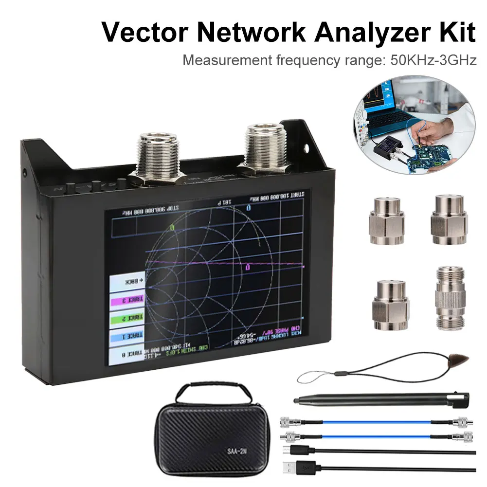 SAA-2N Vector Network Analyzer Kit 50KHz~3GHz 4.0 Inch Touch Screen 3G NanoVNA V2 Antenna Analyzer Shortwave HF VHF UHF
SAA-2N Vector Network Analyzer Kit 50KHz~3GHz 4.0 Inch Touch Screen 3G NanoVNA V2 Antenna Analyzer Shortwave HF VHF UHF