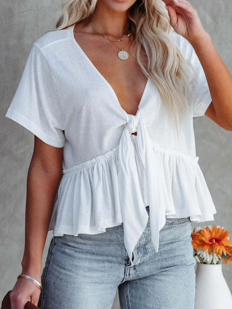 2023 Summer Blouses New Women's Clothing Solid Color Spliced Loose Short Sleeve Lace Ruffle Top Blusas Mujer De Moda 2023 Verano
2023 Summer Blouses New Women's Clothing Solid Color Spliced Loose Short Sleeve Lace Ruffle Top Blusas Mujer De Moda 2023 Verano