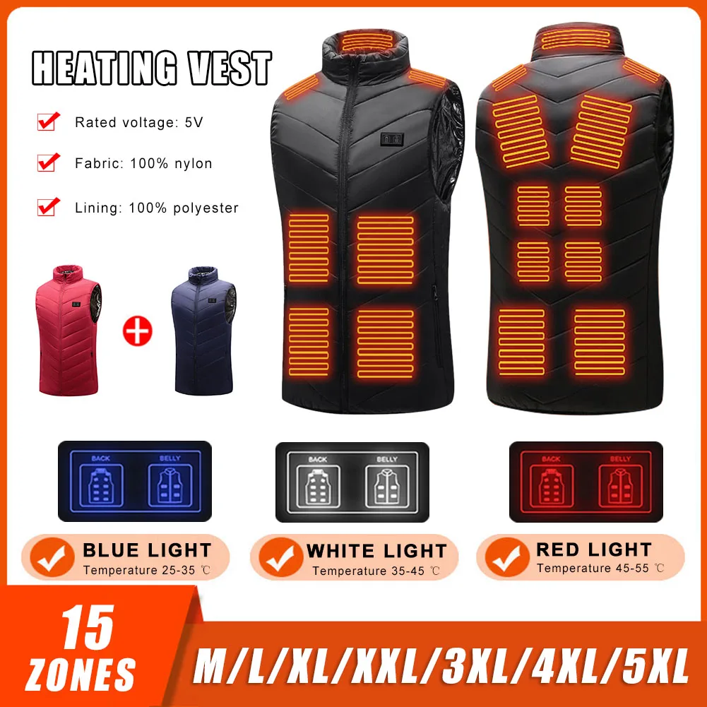15 Zones Electric Heating Vest Jacket Women USB Charging Heated Vest 3 Gear Smart Thermostat Winter Warm Outdoor Sportswear
15 Zones Electric Heating Vest Jacket Women USB Charging Heated Vest 3 Gear Smart Thermostat Winter Warm Outdoor Sportswear