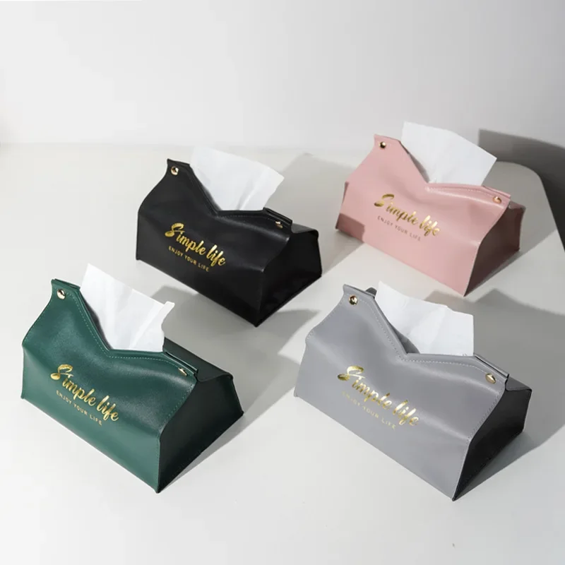 

Simple PU Leather Tissue Case Desktop Napkin Pumping Paper Storage Box Foldable Paper Towel Container for Home Car Decoration