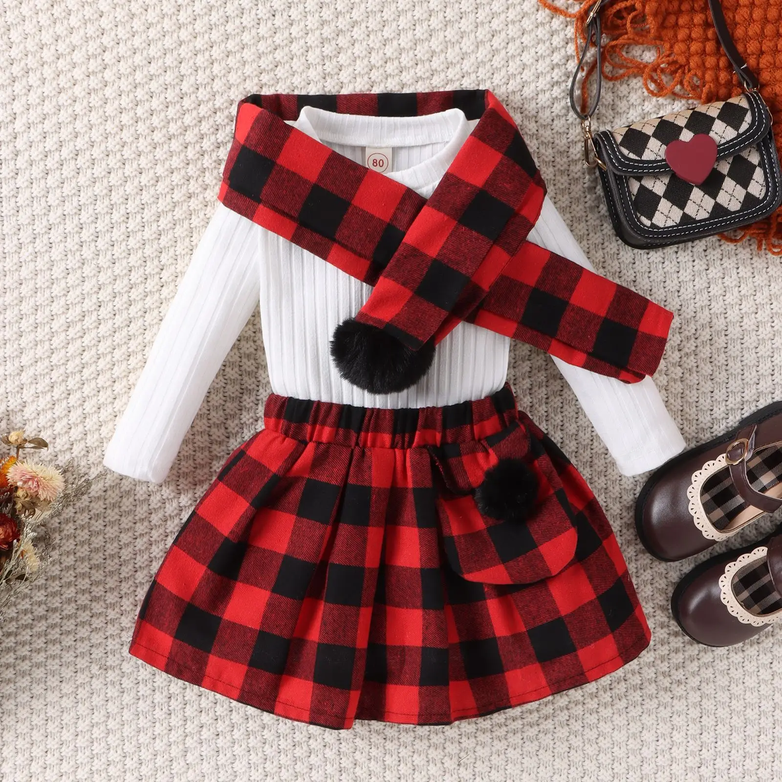 2023 Winter 0-5Y Girls Christmas Outfits For Kids Knitted Top+Pocket Plaid Skirt+Christmas Scarf New Year Costume Baby Children
2023 Winter 0-5Y Girls Christmas Outfits For Kids Knitted Top+Pocket Plaid Skirt+Christmas Scarf New Year Costume Baby Children