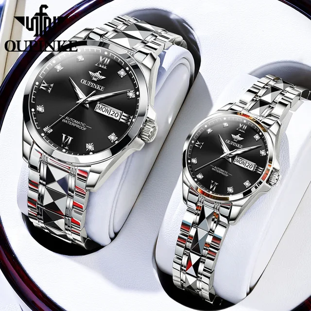 PINKE-Montre Mécanique existent en Acier au Tungstène pour Homme et Femme, Marque Originale, Mouvement Vissé, Luxe, Mode Couple, Importé 1