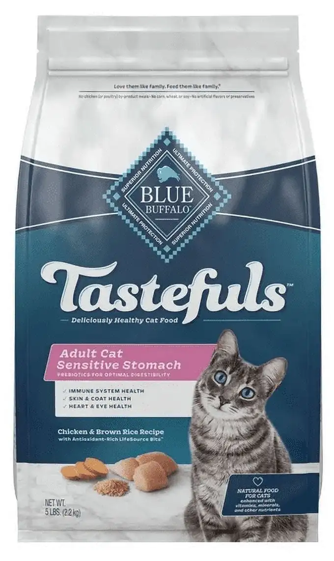Blue Buffalo Tastefuls Sensitive Stomach Natural Adult Dry Cat Food, Chicken 5lb bag
Blue Buffalo Tastefuls Sensitive Stomach Natural Adult Dry Cat Food, Chicken 5lb bag