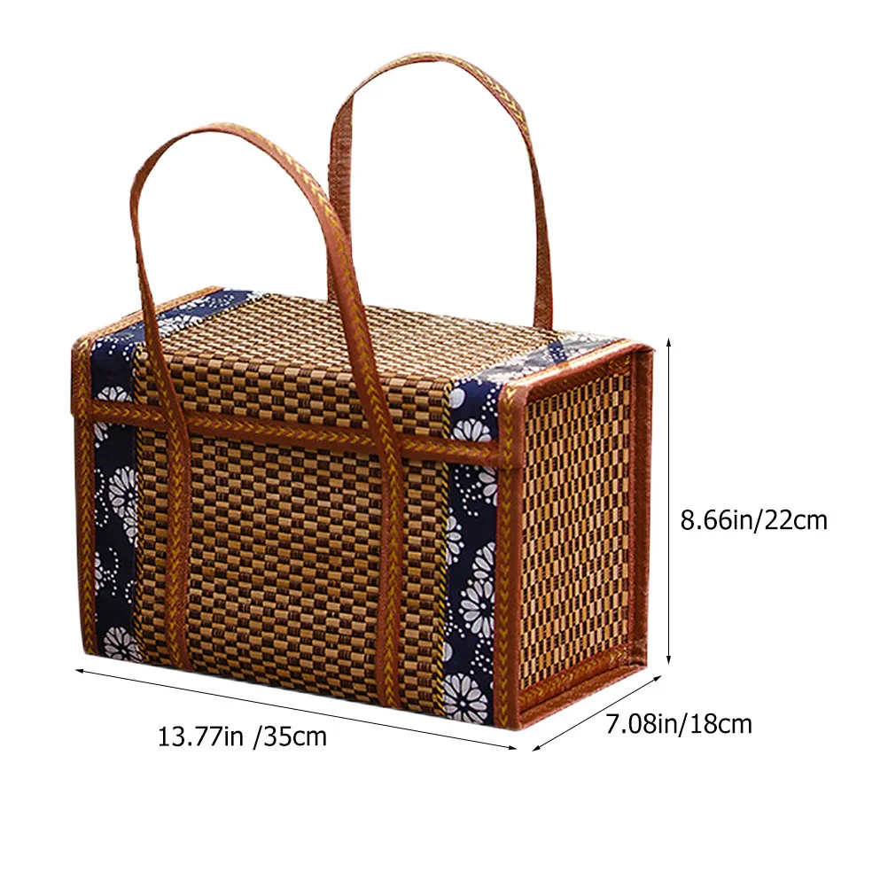 

Portable Picnic Basket Storage Box Lidded Basket Picnic Food Container Photo Prop Bamboo Vegetables Folding Fruits Lovers Decor