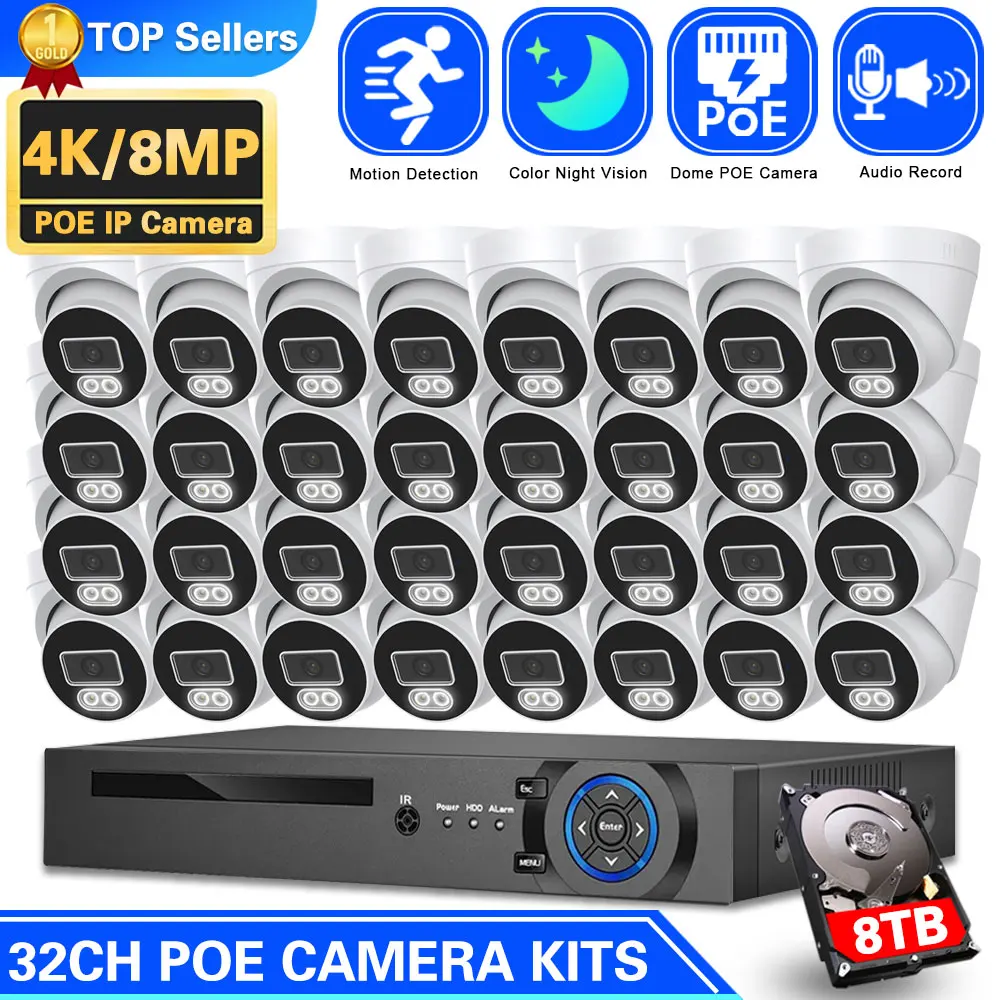 32CH 4K POE NVR Kit CCTV Camera Security System 8MP Outdoor Motion Detection Two Way Aduio Video Surveillance CCTV Camera Set
32CH 4K POE NVR Kit CCTV Camera Security System 8MP Outdoor Motion Detection Two Way Aduio Video Surveillance CCTV Camera Set