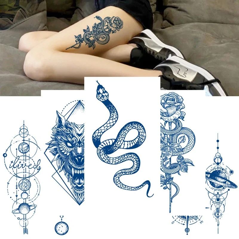 

Sok Ink Trwała Wodoodporna Tymczasowa Naklejka Tatuaż Skorpion Wąż Tatoo Fałszywe Słońce Tatuaże Do Ciała Ramię Fałszywy Rękaw