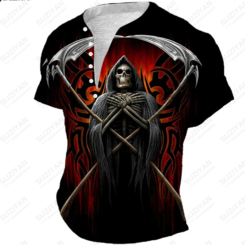 Men's Short Sleeve Thin Button T-shirt Men's Pullover O-Neck Youth Personality Top 3D Printing Casual Hawaii Dark Large Zombie
Men's Short Sleeve Thin Button T-shirt Men's Pullover O-Neck Youth Personality Top 3D Printing Casual Hawaii Dark Large Zombie