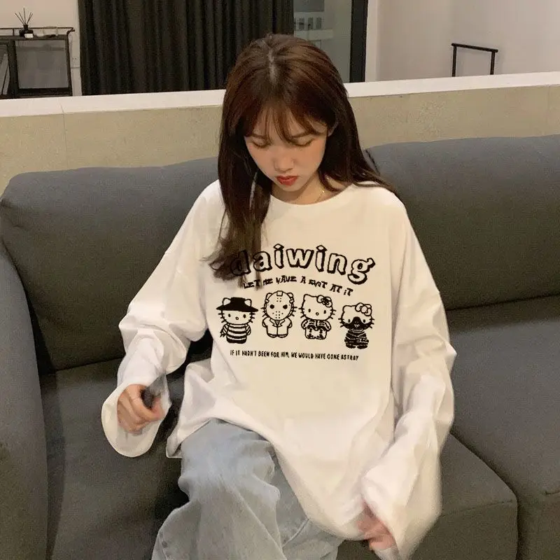 Новинка футболка с длинным рукавом Hello Kitty My Melody аниме Kawaii Sanrio Женская Студенческая Милая свободная ткань с капюшоном Kuromi подарки для девочек
Новинка футболка с длинным рукавом Hello Kitty My Melody аниме Kawaii Sanrio Женская Студенческая Милая свободная ткань с капюшоном Kuromi подарки для девочек
